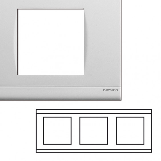 NORVIKA Plaque Triple Horizontale Entraxe 71mm Blanc
