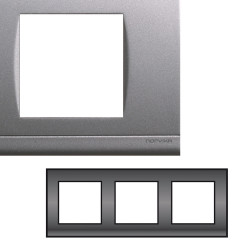 NORVIKA Plaque Triple Horizontale Entraxe 71mm Gris alu 
