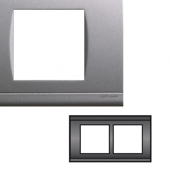 NORVIKA Plaque Double Horizontale Entraxe 57mm Gris alu 