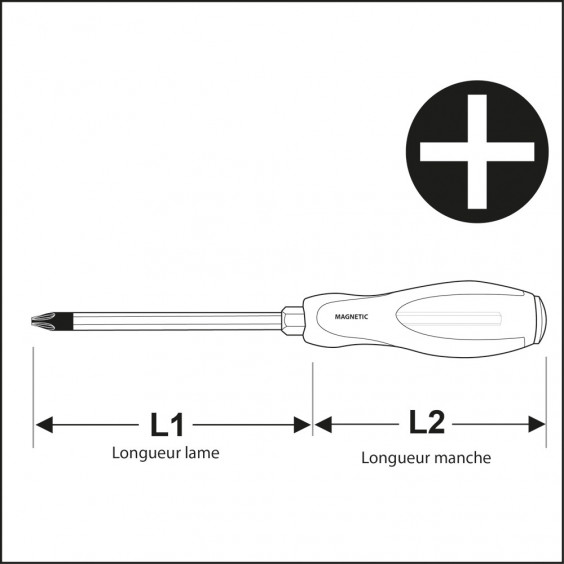 Tournevis Cruciforme Lame Traversante PH2x100mm KARX