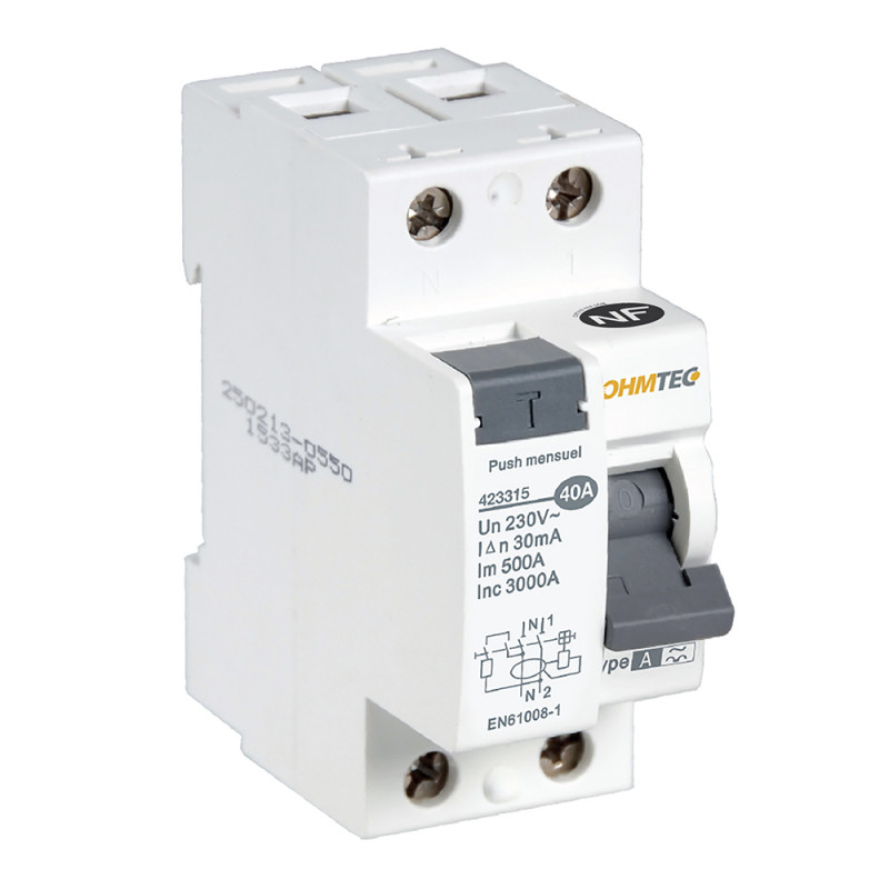 Interrupteur Différentiel Super Immunisé 40A 30mA Type A - 1P+N 6kA - Protection Avancée Fuites De Courant