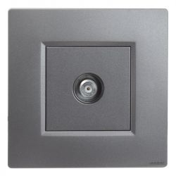 Prise TV Murale Simple Type F Gris Alu Complète NOANE