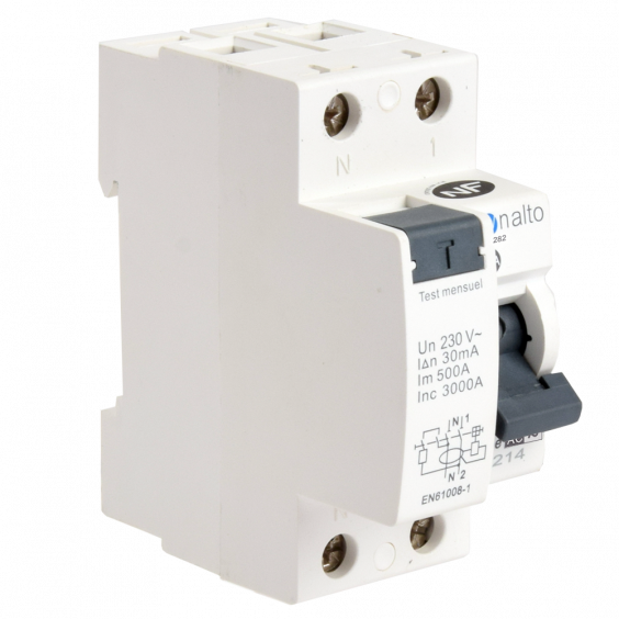 Interrupteur différentiel 1P+N 30mA, 40A type AC