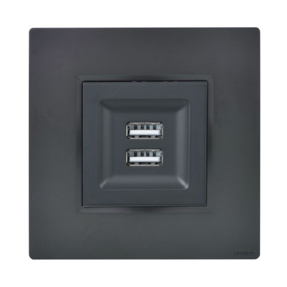 Prise Chargeur USB + Support Anthracite NOANE