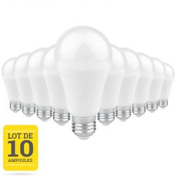 Lot de 10 Ampoules LED E27 9W blanc chaud