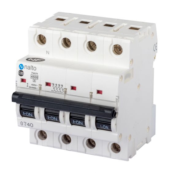 Disjoncteur tétrapolaire 20A - courbe C- 400V~