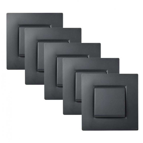 NOANE Lot de 5 Interrupteurs Va et Vient Complets Anthracite 