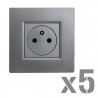 NOANE Lot 5 Prises 2P+T Affleurantes 16A Complètes Gris 