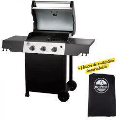 Barbecue Gaz ROSTER 3 Brûleurs avec Plancha et Grille + Housse de Protection Imperméable