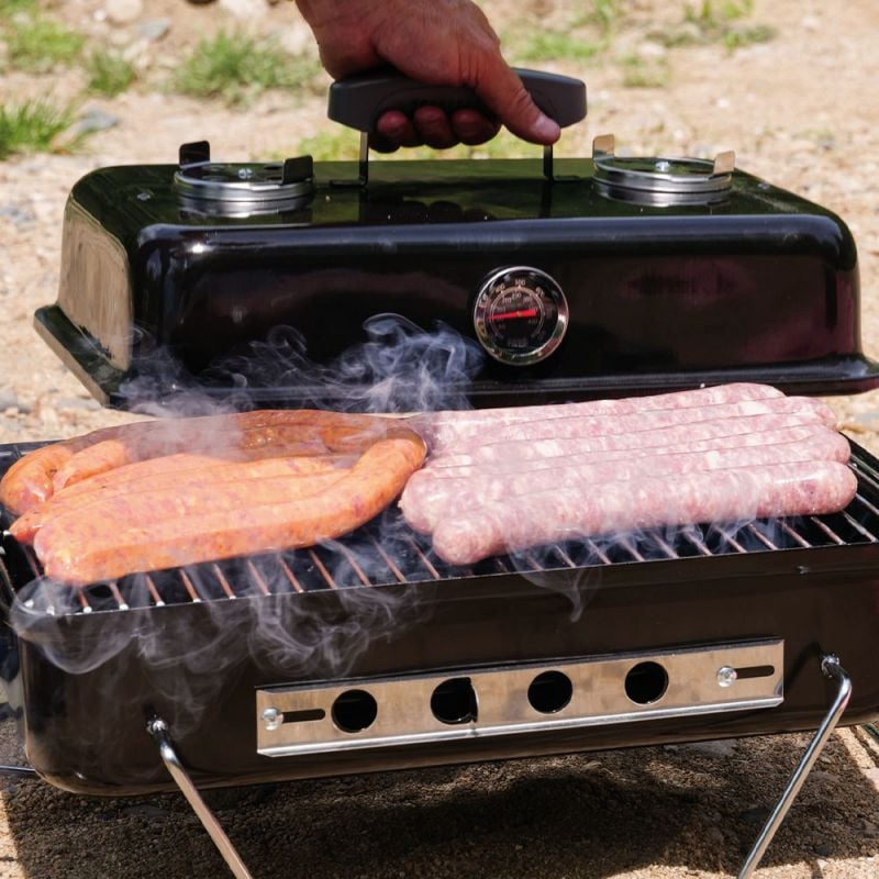 Barbecue - Charbon de bois - BBQ au charbon rectangulaire - Camping BBQ -  Portable - Zwart
