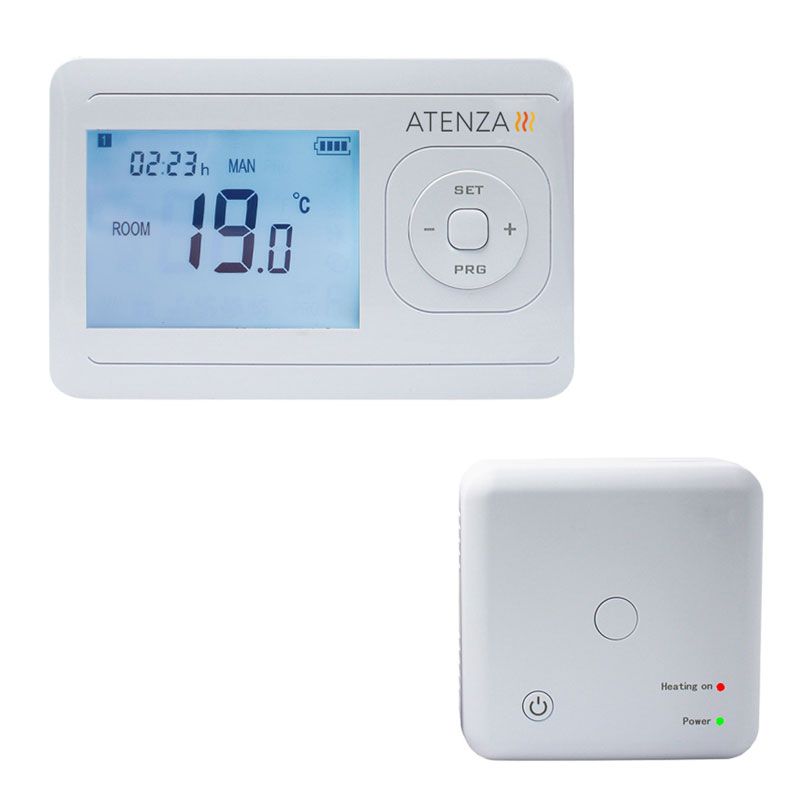 Thermostat programmable blanc avec récepteur sans fil pour