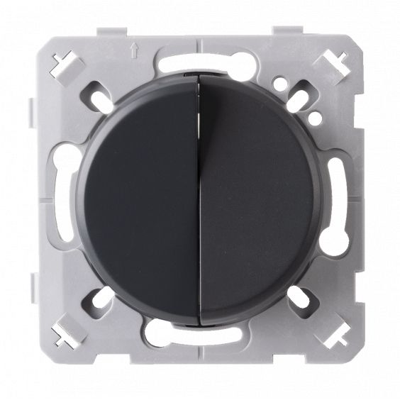 Interrupteur Va et vient + Poussoir Droite Anthracite EPURE