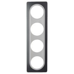 Plaque Quadruple Gris Anthracite Insert Blanc EPURE