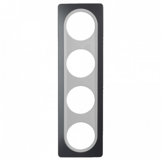 Plaque Quadruple Gris Anthracite Insert Blanc EPURE