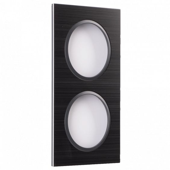 Plaque Double Noir Brossé Cercle Anthracite EPURE