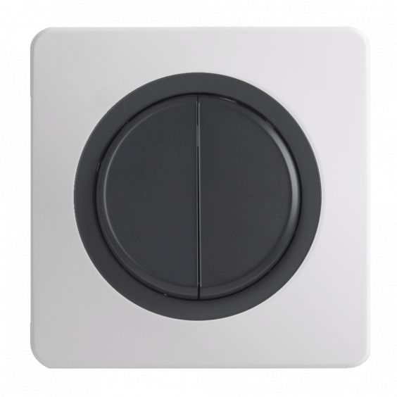 OHMTEC Epure Double Interrupteur Va et vient Anthracite 