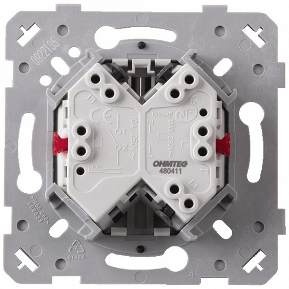 OHMTEC Epure Interrupteur Va et vient + Poussoir Gauche Anthracite 