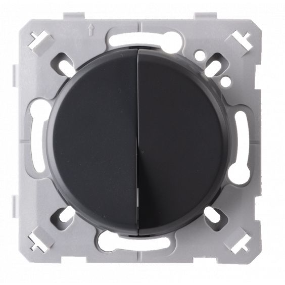 Interrupteur Va et vient + Poussoir Gauche Anthracite EPURE