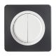 OHMTEC Epure Interrupteur va et vient + poussoir gauche anthracite/blanc complet