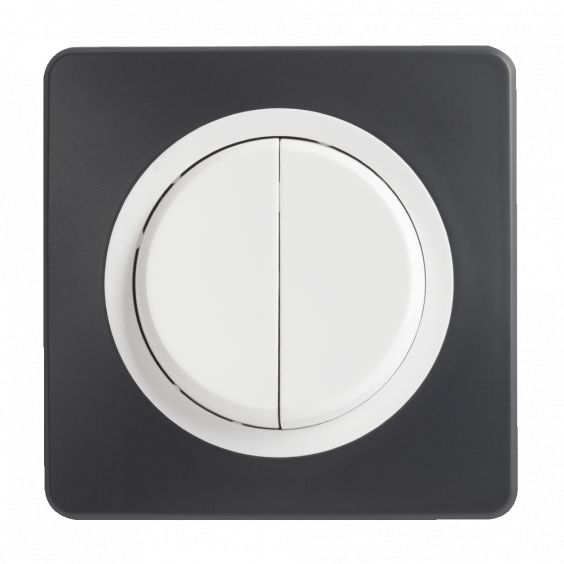 OHMTEC Epure Interrupteur Va et vient + Poussoir Gauche Blanc 