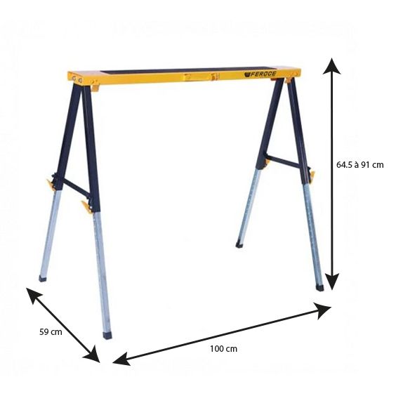 Tréteau télescopique pliable 150 Kg avec hauteur réglable FEROCE