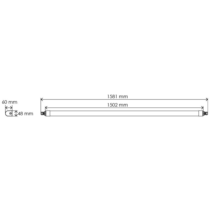 Reglette LED étanche 150cm (cablage traversant) 6000lm 4000K 52W IP65 IK08  - Cintrat - 41660.1