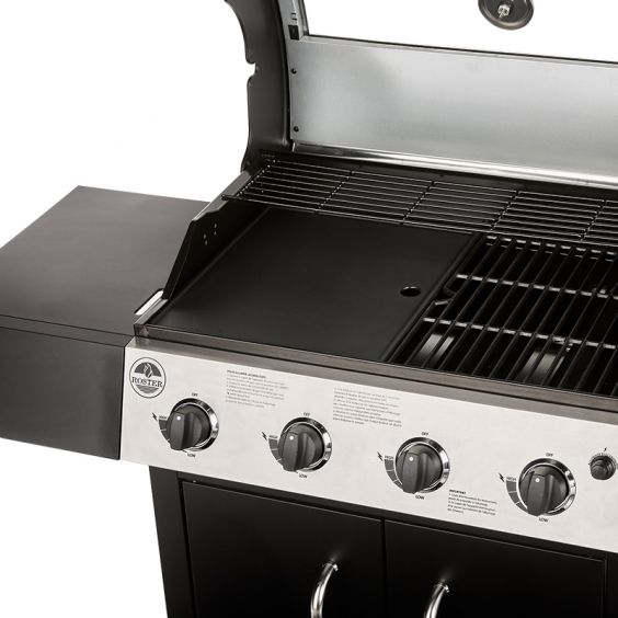Barbecue Gaz ROSTER 5 brûleurs Dont 1 Latéral Avec Plancha et Grille de Cuisson Combinées