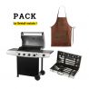 Pack BBQ à gaz 5 feux + tablier + 18 ustensiles ROSTER