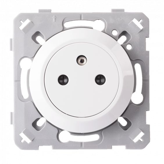 OHMTEC Epure Prise 2P+T affleurante complet blanc + griffes de fixation