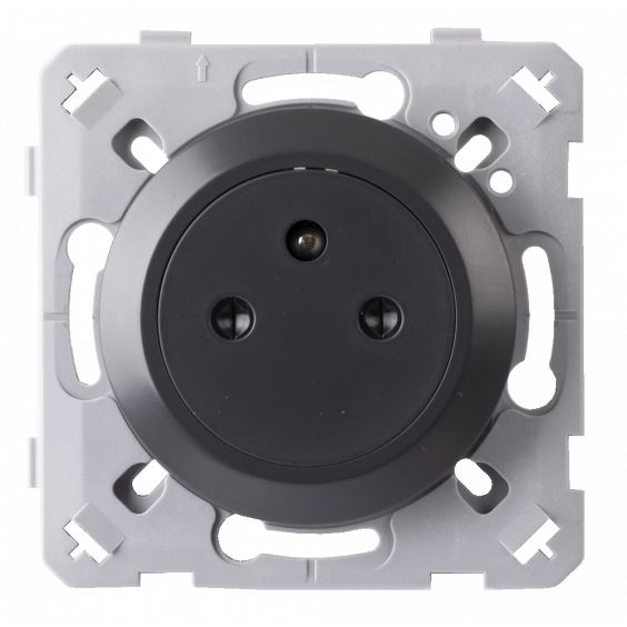 OHMTEC Epure Prise 2P+T affleurante complet anthracite + griffes de fixation