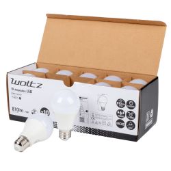 Lot de 10 Ampoules LED SMD E27 A60 9W Blanc neutre WOLTZ