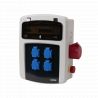 Coffret de chantier avec 4 prises monophasées + 1 Prise Tétrapolaire 16A OHMTEC