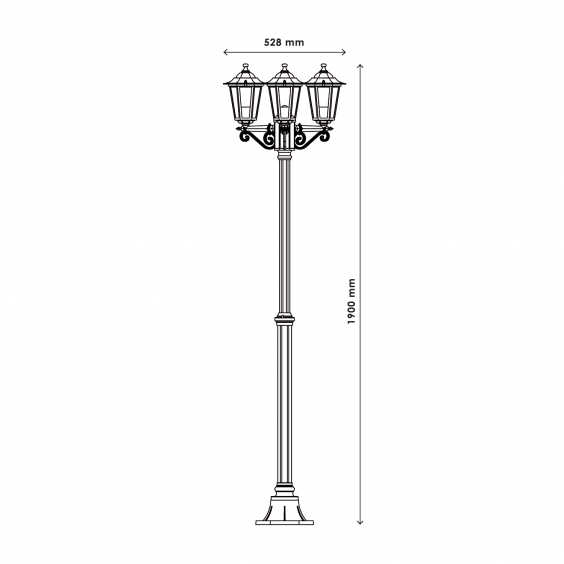 Lampadaire Extérieur 3 Têtes 3x60W E27 Fonte Blanc LOAN