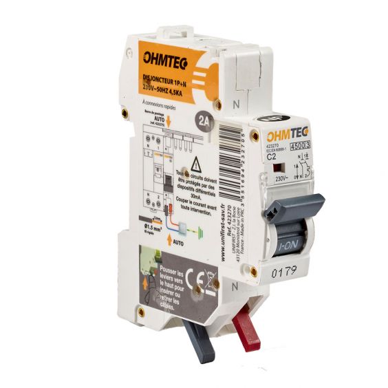 Disjoncteur 1P+N 4.5KA - 2A NF OHMTEC