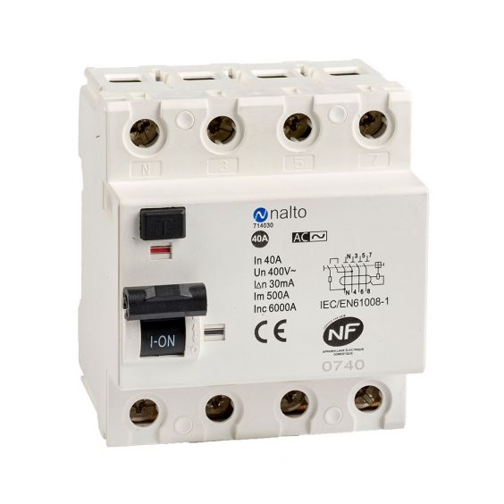 Interrupteur différentieltétrapolaire 40A type AC - 30 mA - 400V~