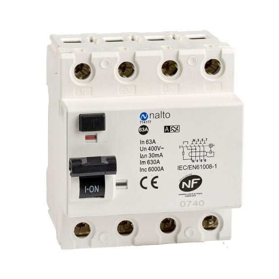 Interrupteur différentieltétrapolaire 63A type A - 30 mA - 400V~