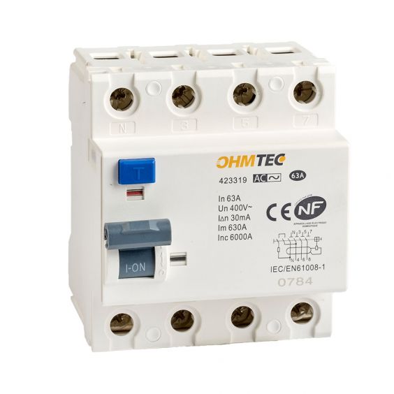 Interrupteurs différentiels tétrapolaires 63A 30mA type AC NF OHMTEC