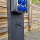Borne de camping 4 prises CEE 10A avec protection et robinet OHMTEC