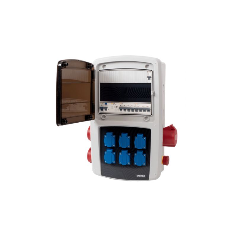 Coffret de chantier 6 prises monophasées + 2 prises triphasées 16A