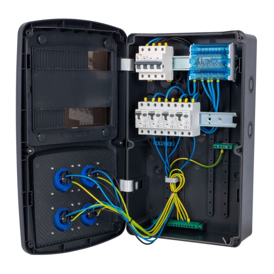 Coffret camping 4 prises CEE 10A avec protection par disjoncteur différentiel - OHMTEC