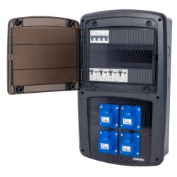 Coffret camping 4 prises CEE 10A avec protection par disjoncteur différentiel - OHMTEC