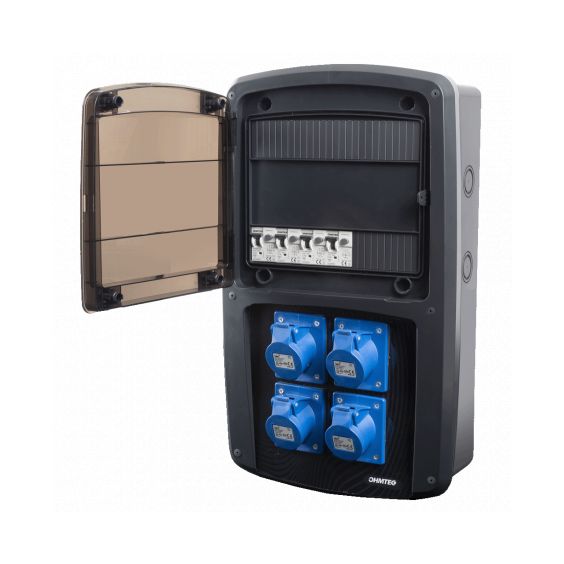 Coffret camping 4 prises CEE 16A avec protection par disjoncteur différentiel - OHMTEC