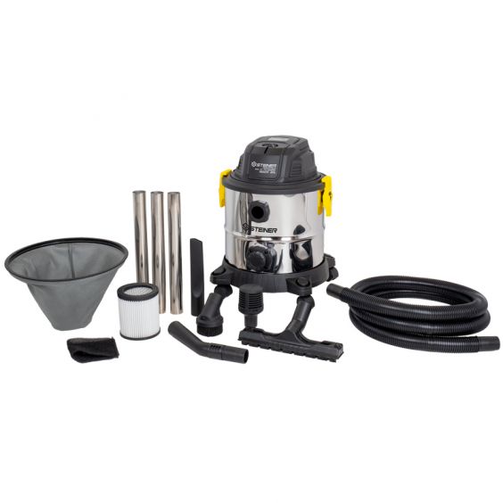 Aspirateur eau et poussières 20L inox 1200W sans sac + fonction souffleur STEINER