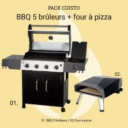 Pack barbecue 5 feux gaz premium + four à pizza gaz ROSTER
