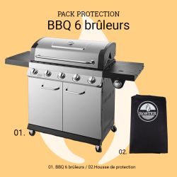 Barbecue gaz ROSTER triple grille 6 brûleurs + housse