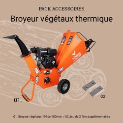 Pack broyeur thermique 196cc 100mm + 2 fers ST PIERRE DU CHAMP