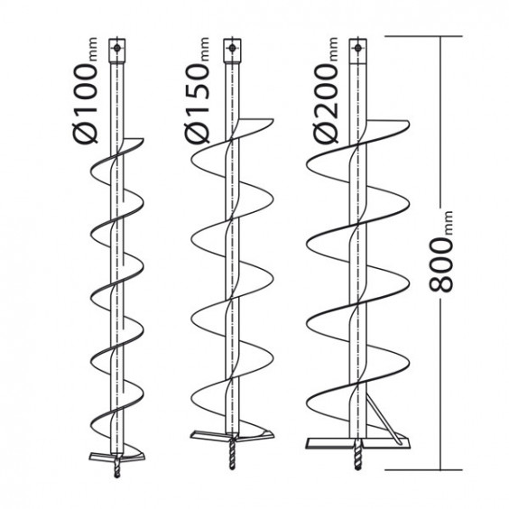 Tarière Thermique 52 cm3 + lot de 3 mèches KORMAN