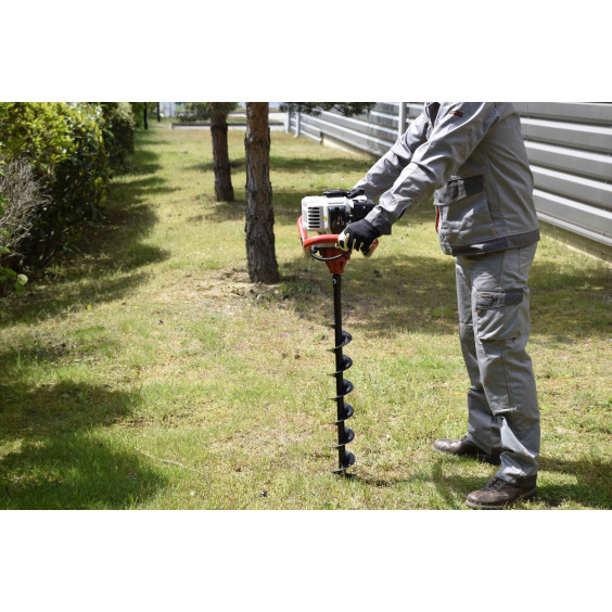 Tarière Thermique 52 cm3 + lot de 3 mèches KORMAN